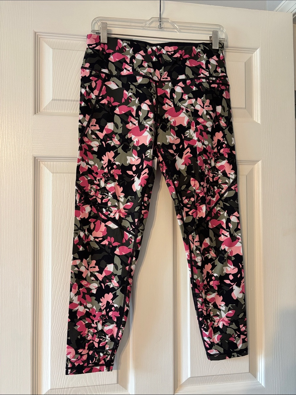 Sweaty Betty Black Leggings with Pink & White Floral Print